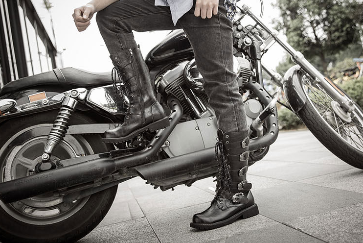 Leather Motorcycle Mid-calf Military Combat Boots