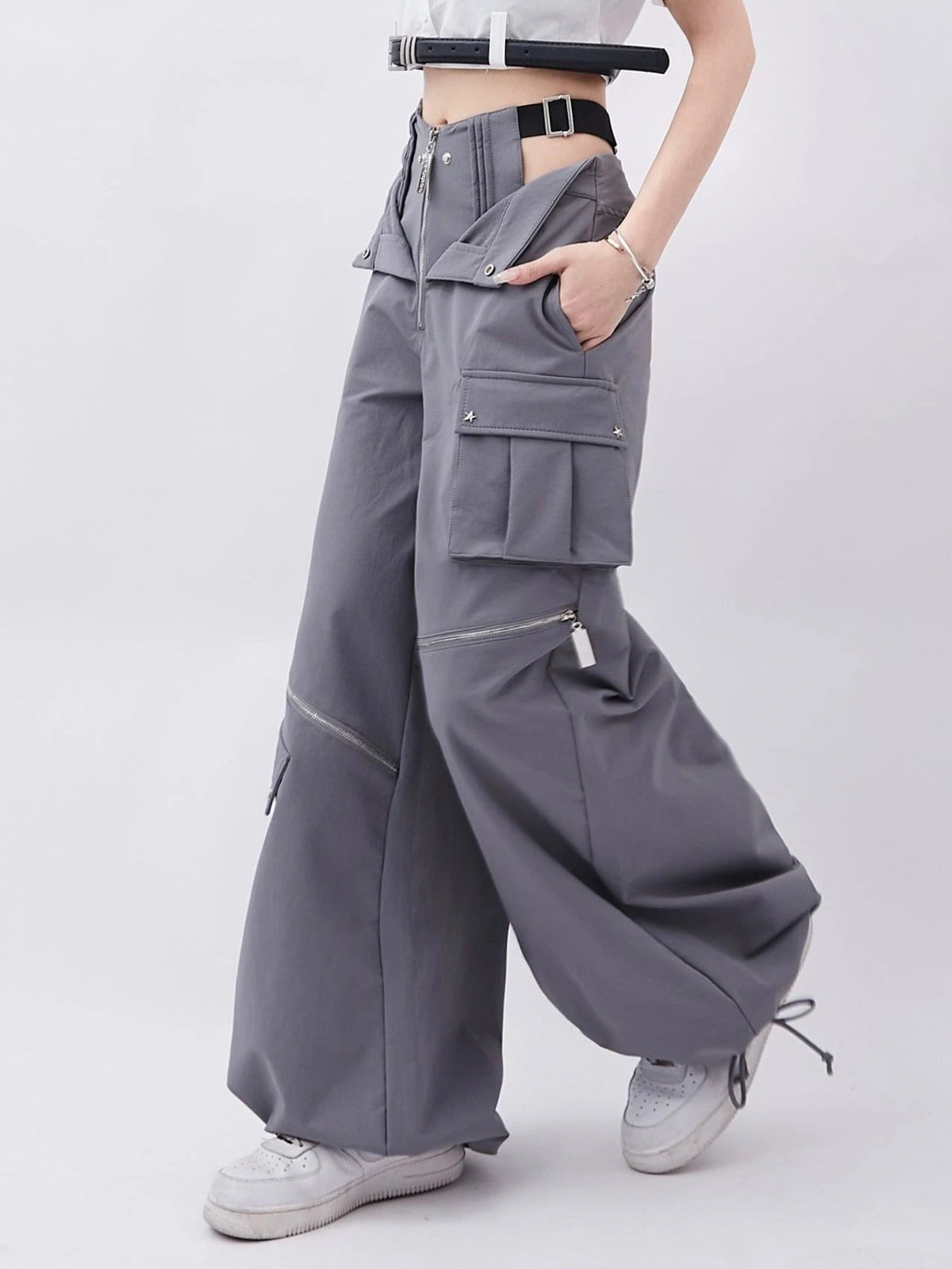 Hollow Out High Waisted streetwear Cargo Pants