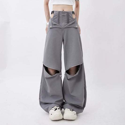 Hollow Out High Waisted streetwear Cargo Pants