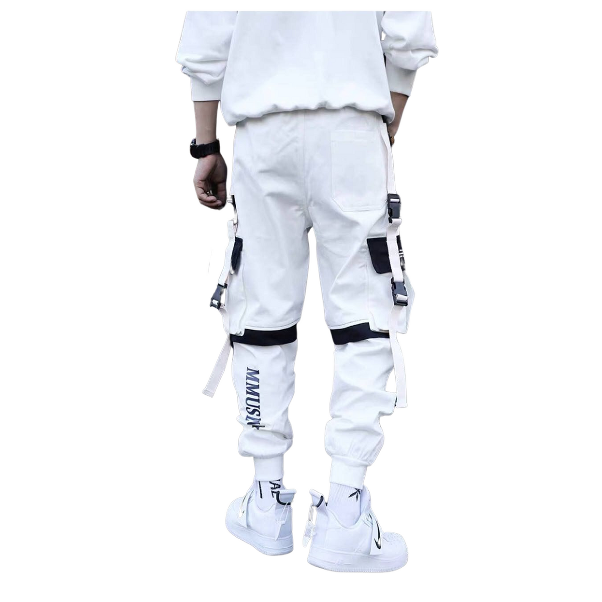 White Purge Set CyberPunk Cargo Pants