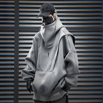 UrbanTech Patchwork Turtleneck Hoodie