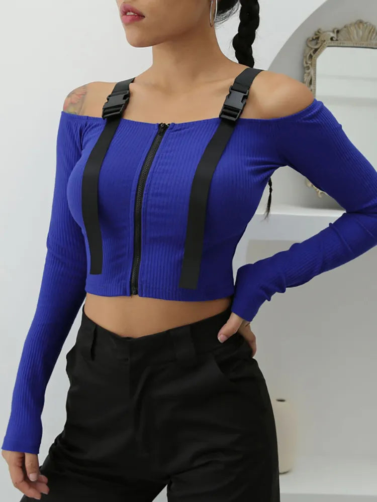 Tactical Strap Womens Techwear Crop Top