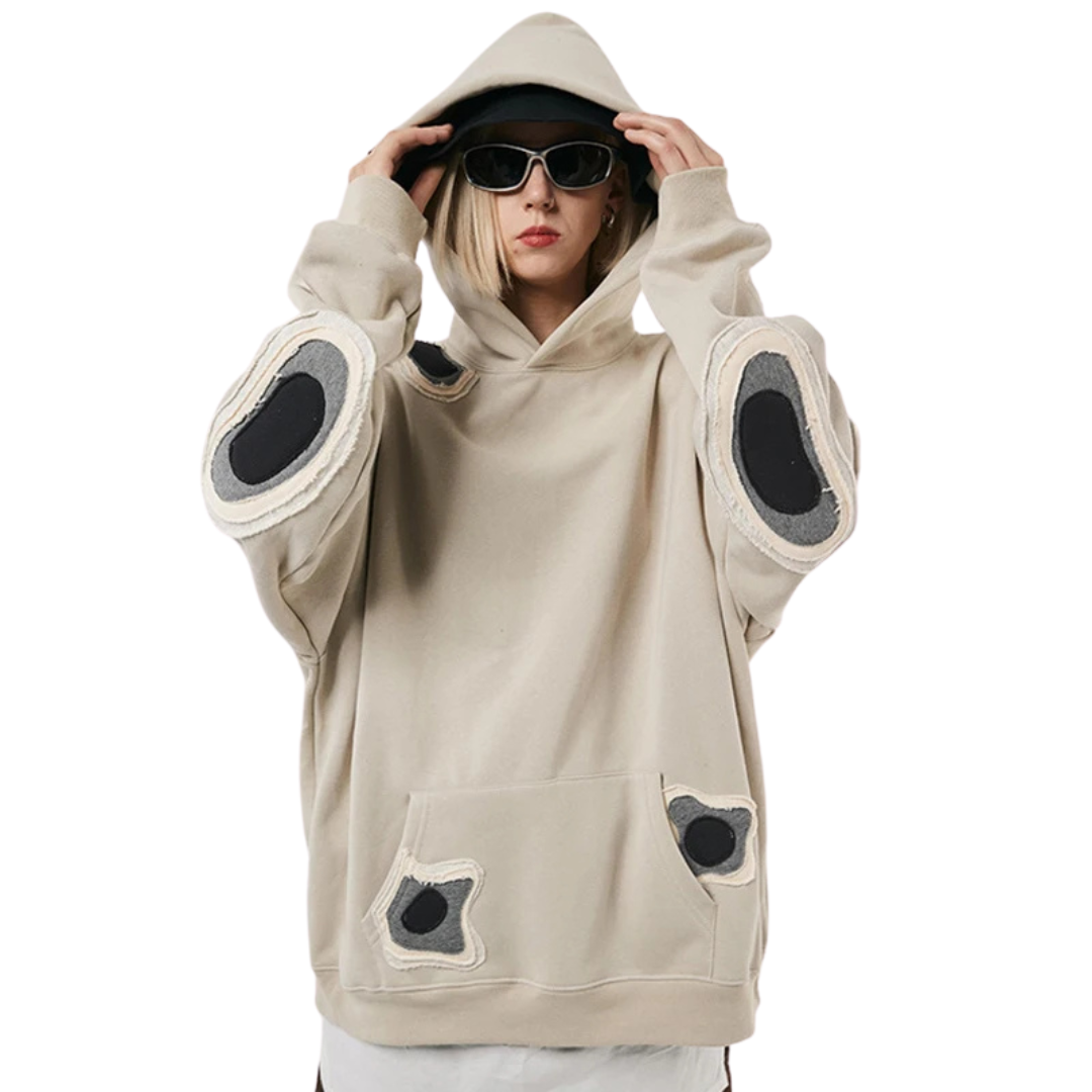 Neutral Fixation Patchwork Womens Hoodie
