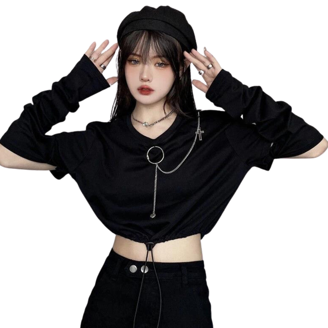Detachment Style Removable Sleeve Womens Crop Top
