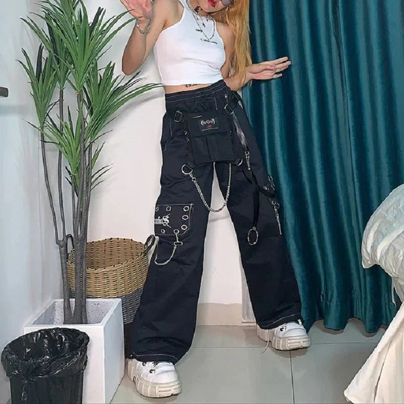 Chain Pocket Women's Harajuku Techwear Pants - TechWearGiants