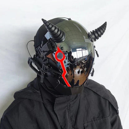 Demon Horns Cyberpunk Mask - TechWearGiants