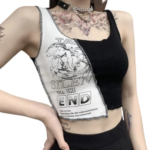 Poet's Dichotomy Women's Black and White Crop Top - TechWearGiants